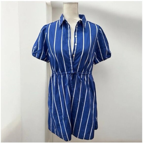 J CREW Womens Blue White Pinstripe Dress Size 6 - Picture 1 of 7